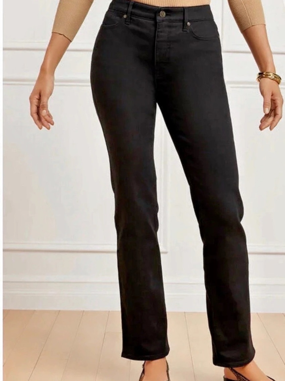 Talbots High-Waist Bootcut Black Jeans Waist 22W great condition